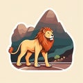 Lion On A Mountain Road Sticker