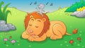 The Lion and the Mouse. Aesop fairy fable tale Royalty Free Stock Photo