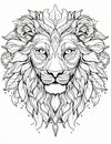 Graphic wild head design abstract art lion drawing face animal illustration doodle Royalty Free Stock Photo