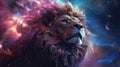 Lion Nebulae And Galaxies Float In Space In The Smokelike Clouds Of Gas. Generative AI