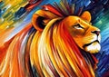 Pround lion oil knife painting