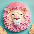 lion, paper art style illustration.Generative AI