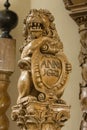 Lion, part of a 17 th. century pulpit Royalty Free Stock Photo