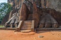 Lion paws at the stairs to the royal palace. Sigiriya