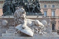 Lion on the pedestal of the monument to Victor Emmanuel II, Milan, Italy