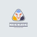 Lion Pick guitar triangle logo template design for brand or company and other