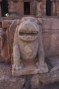 Lion Pillar at the entrance of Upper Shivalaya temple, North Badami Fort