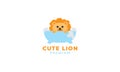 Lion play water cute cartoon logo icon vector illustration Royalty Free Stock Photo