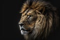 Lion portrait close-up, head of wild African animal at night, generative AI Royalty Free Stock Photo