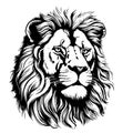 Lion portrait lion head sketch hand drawn engraving Royalty Free Stock Photo