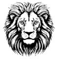 Lion portrait lion head sketch hand drawn engraving style Wild animals Vector illustration Royalty Free Stock Photo