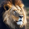 Lion portrait on savanna landscape ROYALTY-FREE STOCK PHOTO Royalty Free Stock Photo