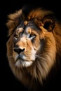 Lion: A Powerful Animal With A Sharp Mane And A Dynamic Portrait That Resembles Bulls