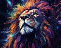 Lion predator animals wildlife painting . Lion is the king of animals