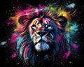 Lion predator animals wildlife painting . Lion is the king of animals