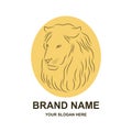 Lion proud, face in profile, looking into the distance, sketch, vector, black-and-white drawing Royalty Free Stock Photo