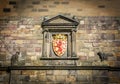 Lion Rampant crest above the main entrance at Edinburgh Castle in Scotland.