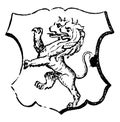 Lion Rampant Double-Headed is a common charge in heraldry, vintage engraving