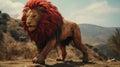 Bold And Vibrant Red Lion In A Cinematic Still Royalty Free Stock Photo