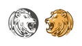 Lion roars logo or label. Animal, wildlife emblem. Vector Royalty Free Stock Photo