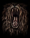 Lion roars, portrait in oil colour Royalty Free Stock Photo