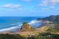 Lion Rock at Piha beach aerial view, New Zealand Royalty Free Stock Photo