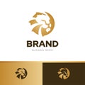 Lion royal creative logo mark design template vector with three color harmony combination elegant gold, luxury premium brand