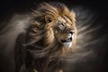 The lion\'s close-up appearance is both awe-inspiring and terrifying, with its muscular