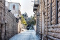 Lion`s gate Street view of  Muslim quarter in the old city of Jerusalem, Israel Royalty Free Stock Photo