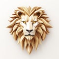 3d Lion Head Logo: Organic Material With Beige And Gold Tones