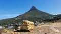 Lion`s Head rock on a background of blue sky. Royalty Free Stock Photo