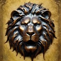 Lion\'s head, sculpture in bronze ai Generated, generative AI, CGI graphics