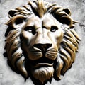 Lion\'s head, sculpture in bronze ai Generated, generative AI, CGI graphics