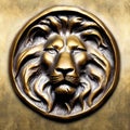 Lion\'s head, sculpture in bronze ai Generated, generative AI, CGI graphics