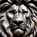 Lion\'s head, sculpture in bronze ai Generated, generative AI, CGI graphics