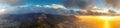 Lion`s head top panoramic view of Table Mountain and Cape Town city at sunset Royalty Free Stock Photo