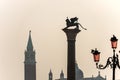 Lion of San Marco and church of San Giorgio Maggiore - Venice Italy