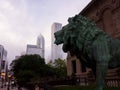 Lion sculpture at the Art Institute of Chicago