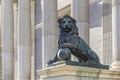 Lion sculpture by the Congress of Deputies - Congreso de Los Diputados Spanish Parliament, Palacio de las Cortes, Madrid Royalty Free Stock Photo