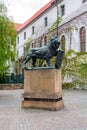 Lion sculpture in courtyard of Strahov Monastery, Prague, Czech Republic Royalty Free Stock Photo