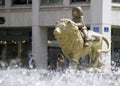 Lion sculpture in the fountain at Place de la RÃÂ©publique Royalty Free Stock Photo