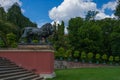 Lion - sculpture in front of the castle Royalty Free Stock Photo