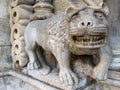 lion sculpture guarding over the entrance of a chapel Royalty Free Stock Photo