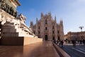 Lion sculpture and Milan Cathedral in Milan, Italy Royalty Free Stock Photo