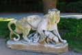 Lion sculpture in palace garden. Royalty Free Stock Photo