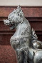 Lion sculpture stone in thailand temple Bangkok Royalty Free Stock Photo