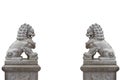 Lion sculpture in style Thai-Chinese arts on white background Royalty Free Stock Photo