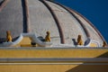 Lion sculptures on the dome of Iglesia de la Merced Antigua Royalty Free Stock Photo