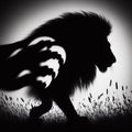Lion Shadows A photogram of a lion with the shadow creating a bo