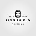 Lion shield crown vintage retro logo template vector icon Royalty Free Stock Photo